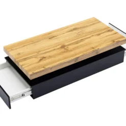 Table Basse Avec 2 Tiroirs En MDF - Noir Et Naturel Clair - FELIX -Pas Cher Mobiliora Magasin table basse 20263203