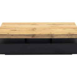 Table Basse Avec 2 Tiroirs En MDF - Noir Et Naturel Clair - FELIX -Pas Cher Mobiliora Magasin table basse 20263297