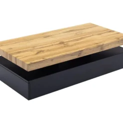 Table Basse Avec 2 Tiroirs En MDF - Noir Et Naturel Clair - FELIX -Pas Cher Mobiliora Magasin table basse 20263321