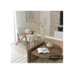 Lot De 2 Tables Basses - Coloris : Naturel - ALOEVA -Pas Cher Mobiliora Magasin table basse 20297435