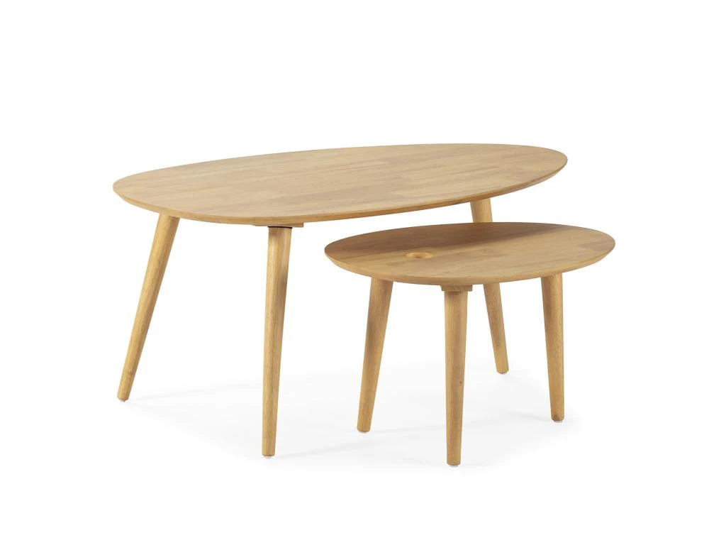 Set De 2 Tables Basses Eclipse Couleur Chêne, Bois Massif 3 Set De 2 Tables Basses Eclipse Couleur Chêne, Bois Massif