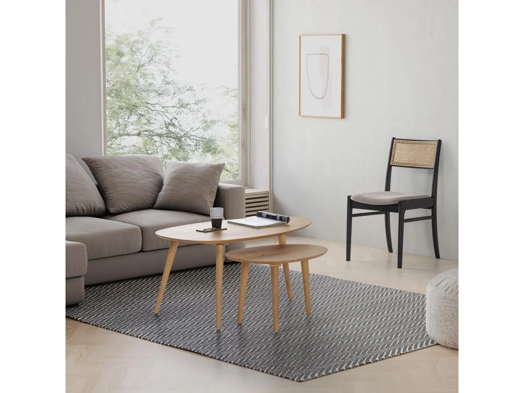 Set De 2 Tables Basses Eclipse Couleur Chêne, Bois Massif 4 Set De 2 Tables Basses Eclipse Couleur Chêne, Bois Massif – Image 2