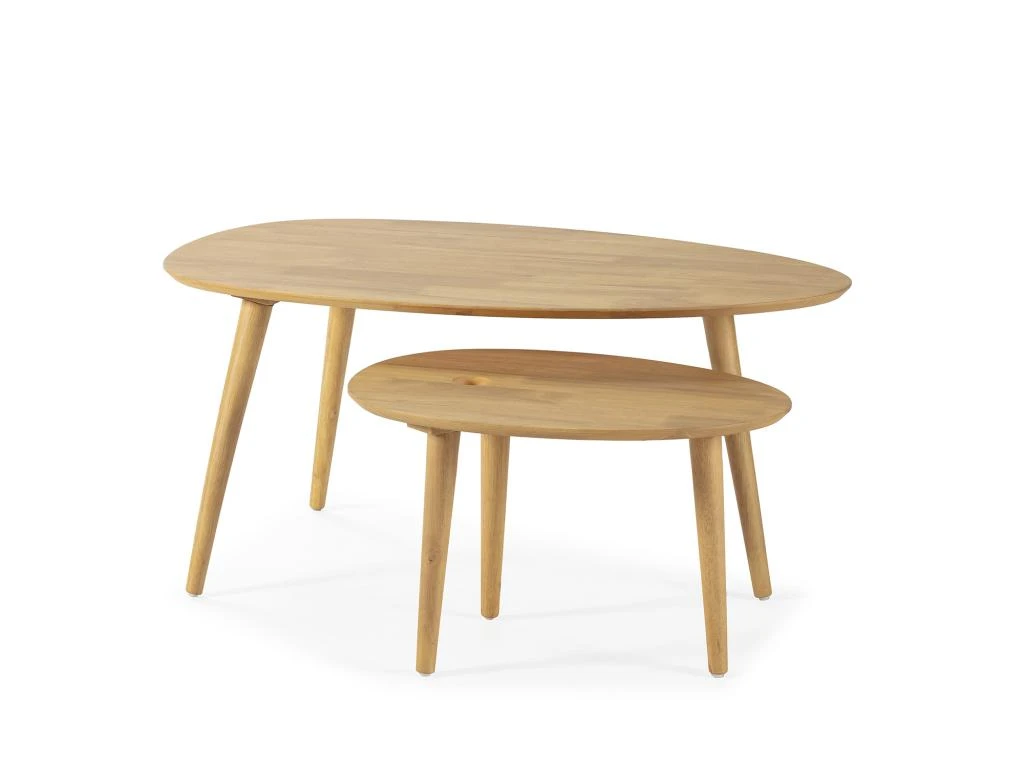 Set De 2 Tables Basses Eclipse Couleur Chêne, Bois Massif 5 Set De 2 Tables Basses Eclipse Couleur Chêne, Bois Massif – Image 3