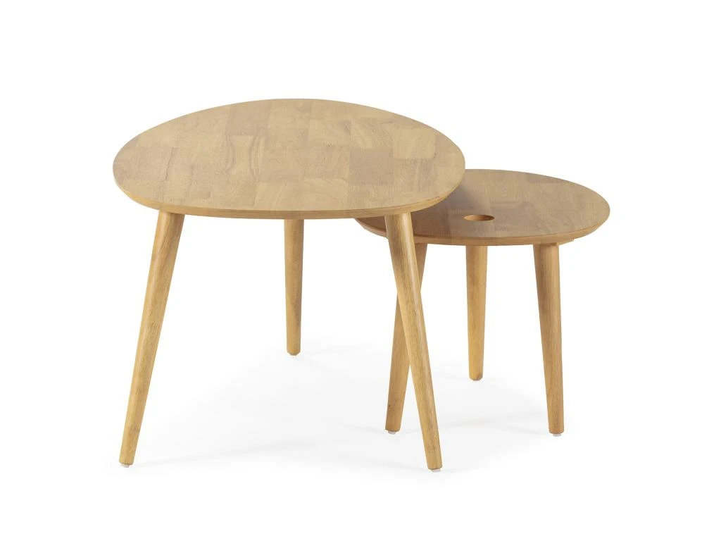 Set De 2 Tables Basses Eclipse Couleur Chêne, Bois Massif 6 Set De 2 Tables Basses Eclipse Couleur Chêne, Bois Massif – Image 4