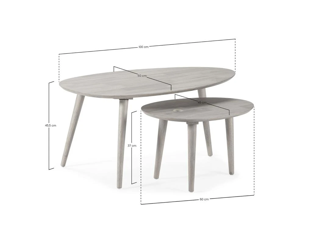 Set De 2 Tables Basses Eclipse Couleur Chêne, Bois Massif 8 Set De 2 Tables Basses Eclipse Couleur Chêne, Bois Massif – Image 6
