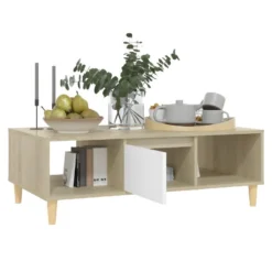 Table Basse Blanc Et Chêne Sonoma 103,5x60x35 Cm Aggloméré 14 Table Basse Blanc Et Chêne Sonoma 103,5x60x35 Cm Aggloméré -Pas Cher Mobiliora Magasin table basse 21081871
