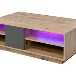 Table Basse Avec LED + 4 Compartiments - Naturel -Pas Cher Mobiliora Magasin table basse 21134239