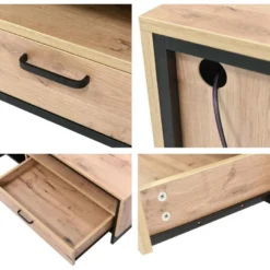 Table Basse Avec LED + 2 Compartiments + 1 Tiroir - Naturel -Pas Cher Mobiliora Magasin table basse 21134349