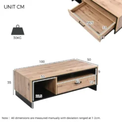 Table Basse Avec LED + 2 Compartiments + 1 Tiroir - Naturel -Pas Cher Mobiliora Magasin table basse 21134351