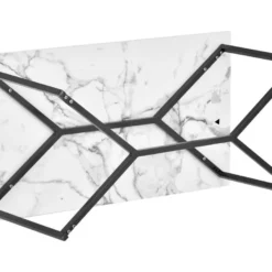 Table Basse Scandinave Avec Effet Marbre - Base En Métal - Blanc -Pas Cher Mobiliora Magasin table basse 21134473