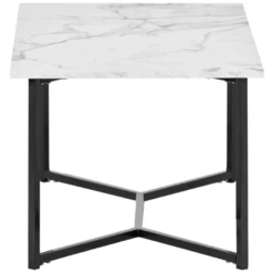 Table Basse Scandinave Avec Effet Marbre - Base En Métal - Blanc -Pas Cher Mobiliora Magasin table basse 21134475