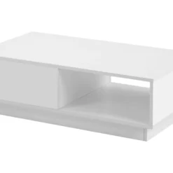 Table Basse Avec LED Et Tiroir Pour Salon - Style Contemporain - Blanc -Pas Cher Mobiliora Magasin table basse 21134485