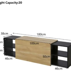 Table Basse Avec LED + Compartiments + Plateau Extensible - Style Moderne - Naturel & Noir -Pas Cher Mobiliora Magasin table basse 21134497