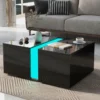 Table Basse Moderne Avec LED - Surface Brillante - Noir -Pas Cher Mobiliora Magasin table basse 21134509