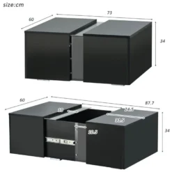 Table Basse Moderne Avec LED - Surface Brillante - Noir -Pas Cher Mobiliora Magasin table basse 21134517