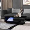 Table Basse Avec LED Et Tiroir Pour Salon - Style Contemporain - Noir -Pas Cher Mobiliora Magasin table basse 21134519