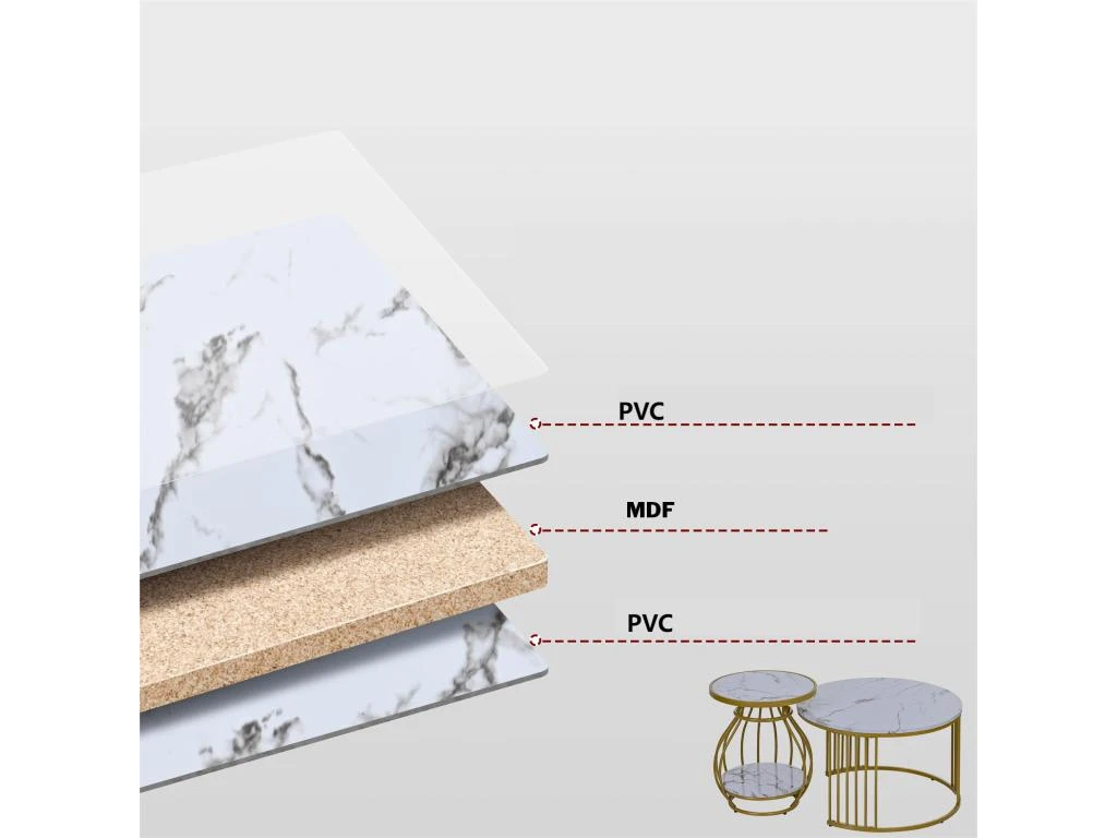 Lot De 2 Tables Gigognes Rondes - Effet Marbre - Structure En Métal - Style Scandinave - Blanc 6 Lot De 2 Tables Gigognes Rondes - Effet Marbre - Structure En Métal - Style Scandinave - Blanc – Image 4