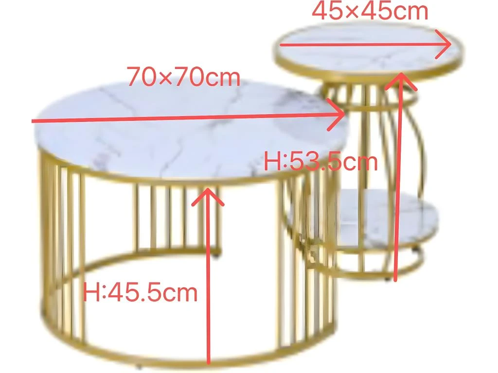 Lot De 2 Tables Gigognes Rondes - Effet Marbre - Structure En Métal - Style Scandinave - Blanc 7 Lot De 2 Tables Gigognes Rondes - Effet Marbre - Structure En Métal - Style Scandinave - Blanc – Image 5