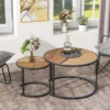 Lot De 2 Tables Gigongnes - En Faux Rotin Empilables - Style Campagnard - Naturel -Pas Cher Mobiliora Magasin table basse 21134593