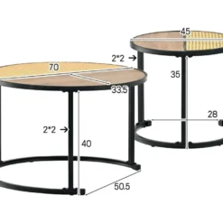 Lot De 2 Tables Gigongnes - En Faux Rotin Empilables - Style Campagnard - Naturel -Pas Cher Mobiliora Magasin table basse 21134601