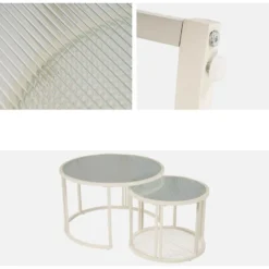 Lot De 2 Tables Gigognes - Plateau En Verre Ondulé à L'eau - Finition Blanc Laiteux -blanc -Pas Cher Mobiliora Magasin table basse 21134683