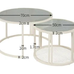 Lot De 2 Tables Gigognes - Plateau En Verre Ondulé à L'eau - Finition Blanc Laiteux -blanc -Pas Cher Mobiliora Magasin table basse 21134687