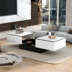 Table Basse Extensible Avec Coffre De Rangement - Table Coulissante - Blanc