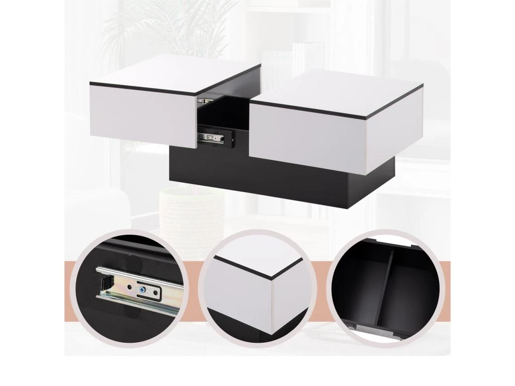 Table Basse Extensible Avec Coffre De Rangement - Table Coulissante - Blanc 5 Table Basse Extensible Avec Coffre De Rangement - Table Coulissante - Blanc – Image 3