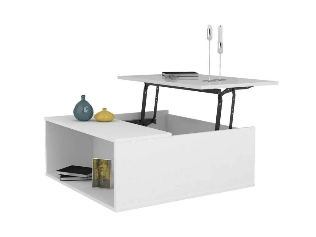 Table Basse Relevable Blanc Laqué/ Leds - ESPRIT 4 Table Basse Relevable Blanc Laqué/ Leds - ESPRIT – Image 2