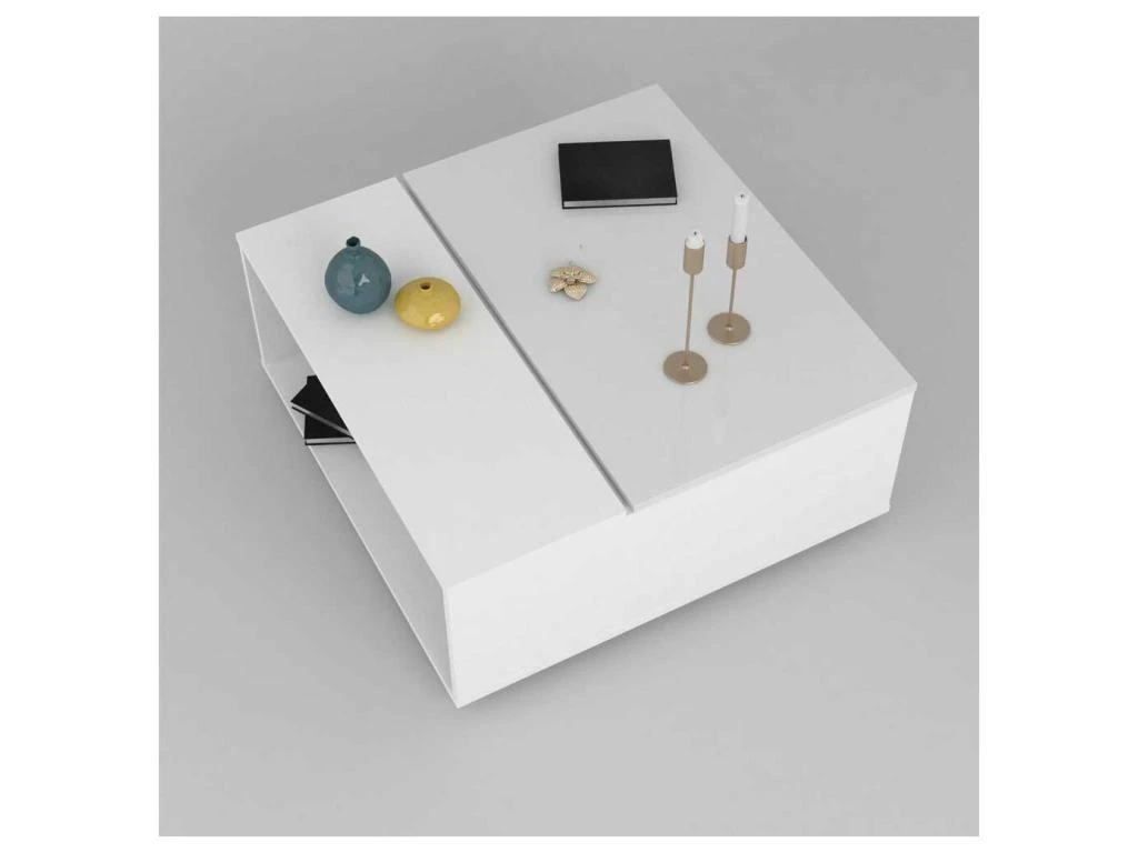 Table Basse Relevable Blanc Laqué/ Leds - ESPRIT 5 Table Basse Relevable Blanc Laqué/ Leds - ESPRIT – Image 3