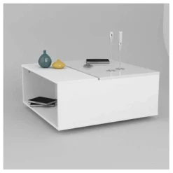 Table Basse Relevable Blanc Laqué/ Leds - ESPRIT 9 Table Basse Relevable Blanc Laqué/ Leds - ESPRIT -Pas Cher Mobiliora Magasin table basse 21155287