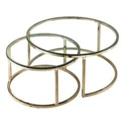 Tables Basses Gigognes En Verre Trempé Et Acier Inoxydable - Doré - MAEVANE II De Pascal MORABITO -Pas Cher Mobiliora Magasin table basse 21228951