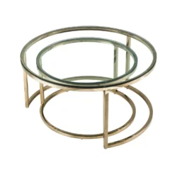 Tables Basses Gigognes En Verre Trempé Et Acier Inoxydable - Doré - MAEVANE II De Pascal MORABITO -Pas Cher Mobiliora Magasin table basse 21228953