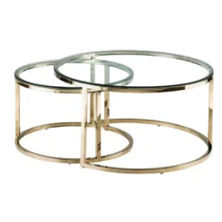 Tables Basses Gigognes En Verre Trempé Et Acier Inoxydable - Doré - MAEVANE II De Pascal MORABITO -Pas Cher Mobiliora Magasin table basse 21228963