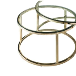 Tables Basses Gigognes En Verre Trempé Et Acier Inoxydable - Doré - MAEVANE II De Pascal MORABITO -Pas Cher Mobiliora Magasin table basse 21228987