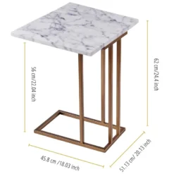 Teamson Home Table à Rallonge En Forme De C Avec Dessus En Faux Marbre, Finition Laiton -Pas Cher Mobiliora Magasin table basse 21284207