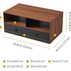Table Basse Henry Teamson Home Avec Poignée Cuir PU, Finition Noyer Noir 8 Table Basse Henry Teamson Home Avec Poignée Cuir PU, Finition Noyer Noir -Pas Cher Mobiliora Magasin table basse 21284541