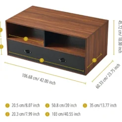 Table Basse Henry Teamson Home Avec Poignée Cuir PU, Finition Noyer Noir 9 Table Basse Henry Teamson Home Avec Poignée Cuir PU, Finition Noyer Noir -Pas Cher Mobiliora Magasin table basse 21284543