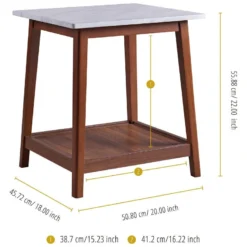 Table D’appoint En Bois Effet Marbre Couleur Noyer Salon Entrée Chambre -Pas Cher Mobiliora Magasin table basse 21286467