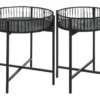 Lot De 2 Tables à Café En Métal Et Rotin H 56 Cm