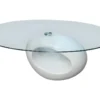 Table Basse Avec Dessus De Table En Verre Ovale Blanc Brillant -Pas Cher Mobiliora Magasin table basse 21306317