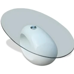 Table Basse Avec Dessus De Table En Verre Ovale Blanc Brillant -Pas Cher Mobiliora Magasin table basse 21306321