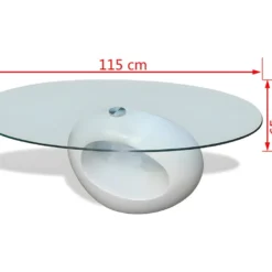 Table Basse Avec Dessus De Table En Verre Ovale Blanc Brillant -Pas Cher Mobiliora Magasin table basse 21306327