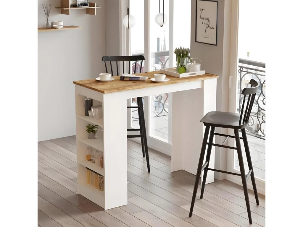 Table Haute Style Yurupa - Venprodin - Pin 120 Cm - Blanc 6 Table Haute Style Yurupa - Venprodin - Pin 120 Cm - Blanc – Image 4