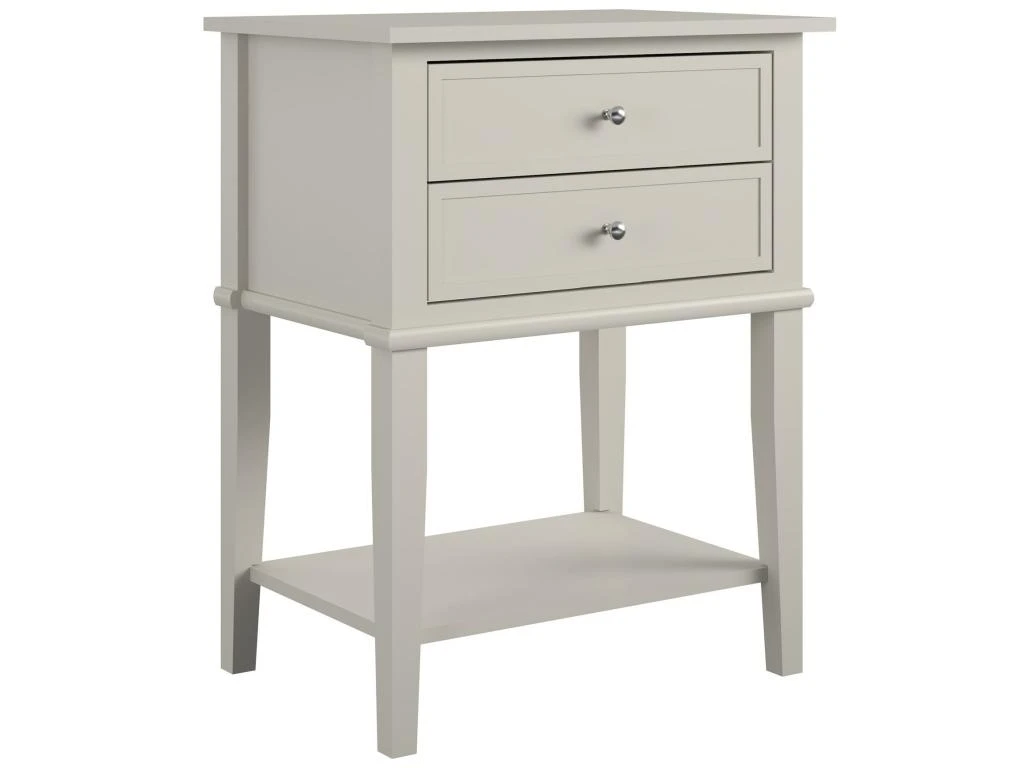 Table D'appoint Avec 2 Tiroirs En MDF Taupe 7 Table D'appoint Avec 2 Tiroirs En MDF Taupe – Image 5