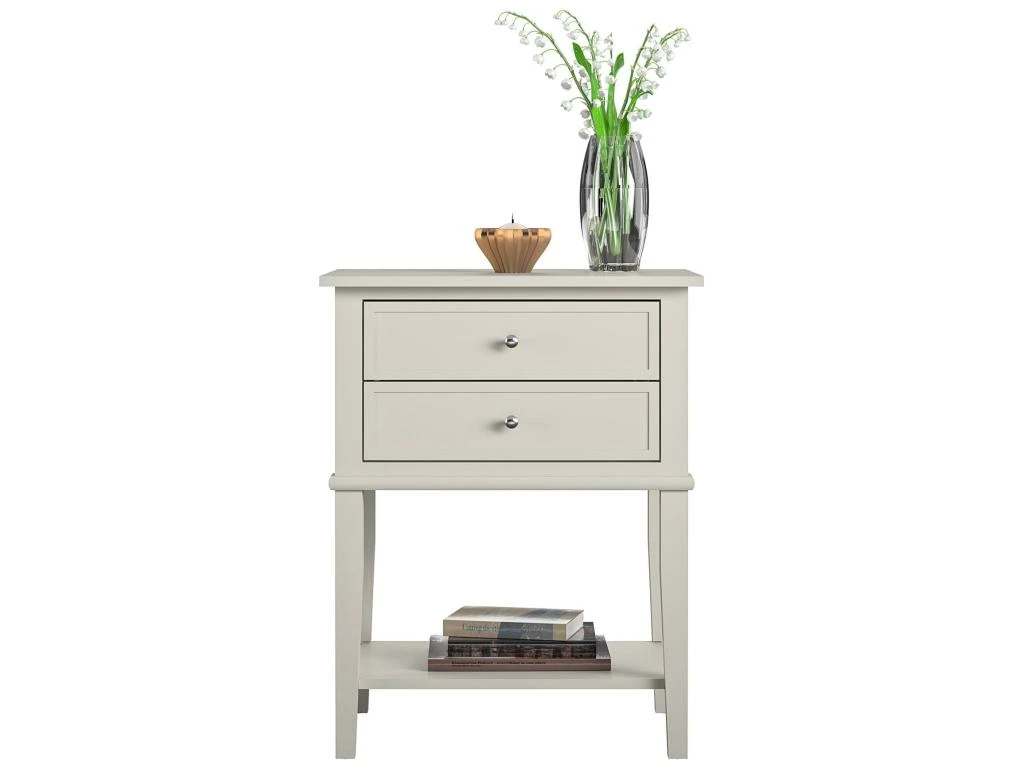 Table D'appoint Avec 2 Tiroirs En MDF Taupe 11 Table D'appoint Avec 2 Tiroirs En MDF Taupe – Image 9