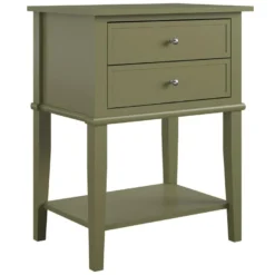 Table D'appoint Avec 2 Tiroirs En MDF Vert Olive -Pas Cher Mobiliora Magasin table basse 21678315