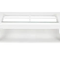 Table Basse GUERANDE - Plateau En Verre Trempé - Pin Blanc -Pas Cher Mobiliora Magasin table basse 218645