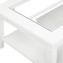 Table Basse GUERANDE - Plateau En Verre Trempé - Pin Blanc -Pas Cher Mobiliora Magasin table basse 218651