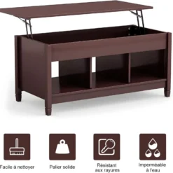 Table Basse Avec Plateau Relevable,3 Compartiments Ouverts -Pas Cher Mobiliora Magasin table basse 21961361